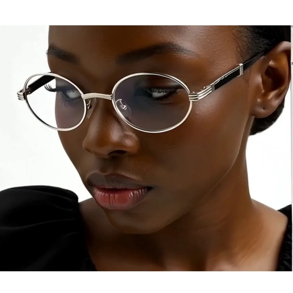 Luxury Narrow Women Wire Frame Oval‎ Unisex Trendy Retro Vintage 90's Frameless